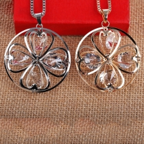 Stylish Four Leaf Clover Shaped Crystal Necklace