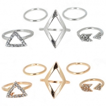Fashion Arrow Rhombus Triangle Shaped Ring 5 Pieces Set