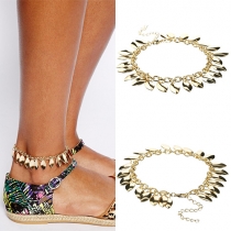 Fashion Alloy Gold Leaf Shaped Tassel Bracelet / Anklet