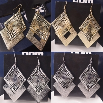 Fashion Retro Multilayer Rhombus Hollow Out Earring