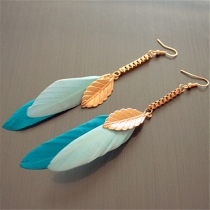 Fashion Ethnic Leaf Feather Shaped Pendant Earring