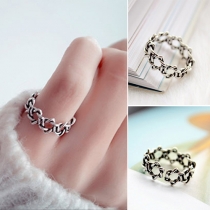 Retro Star Hexagram Shaped Twist Hollow Out Open Ring