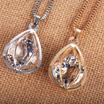 Fashion Crystal Water-drop Shaped Sweater Pendant Necklace