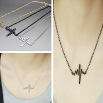 Fashion Electrocardiogram Heartbeat Shaped Pendant Necklace