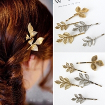 Fashion Gold-tone Leaf Shaped Hairpin