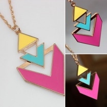 Fashion Punk Candy Contrast Color Triangle Shaped Pendant Necklace