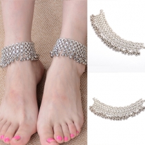 Fashion Retro Circle Bell Shaped Tassel Anklet Chain