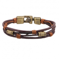 Fashion Simple Leather Interlocks Bracelet