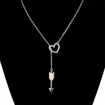 Fashion Simple Rhinestone Love Shaped Arrow Pendant Necklace