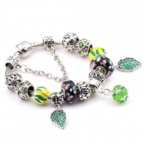 Delicate Rhinestone DIY Leaf Beads Bracelet
