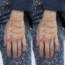 Fashion Rhinestone Multilayer Tassel Mitten Bracelet