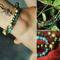 Fashion Retro Ethnic Manual Turquoise Beads Anklet Chain