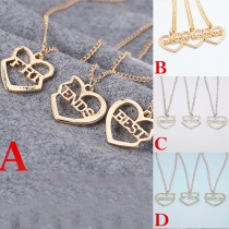 Fashion Love Shaped Best Friends Pendant Necklace Set