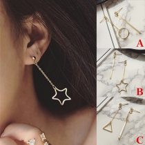 Fashion Geometric Pentagram Triangle Shaped Asymmetry Stud Earring