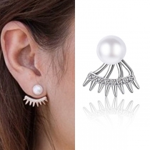 Fashion Pearl Rivet Geometrc Shaped Stud Earring
