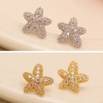 Fashion Lovely Starfish Shaped Rhinestone Zircon Stud Earring 
