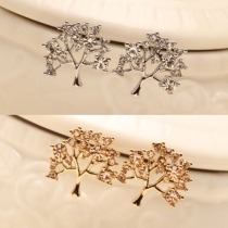 Fashion Lovely Wish Trees Shaped Rhinestone Zircon Stud Earring 
