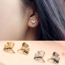 Fashion Lovely Leaf Shaped Gold / Silver-tone Stud Earring 