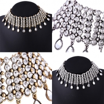 Fashion Elegant Rhinestone Water-drop Shaped Choker Necklace