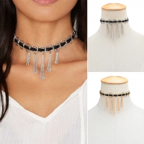Fashion Simple Manual Chain Tassel Pendant Choker Necklace 