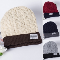 Fashion Contrast Color Warm Knitted Cap Beanies
