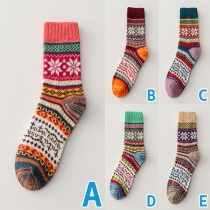 Fashion Retro All-match Snowflake Warm Socks For Women