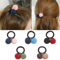 Fashion Sweet All-match Twin Color Hairball Hair Rope 