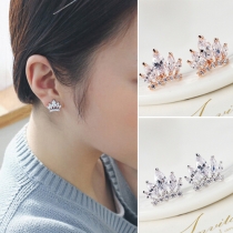 Fashion Rhinestone Crown Shaped Stud Earrings