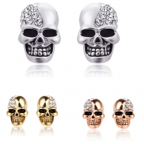 Punk Style Rhinestone Skull Shape Studs Earring