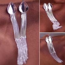 Fashion Silver-tone Long Tassel Earrings