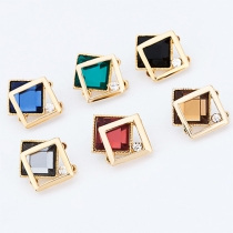Fashion Rhinestone Colored Crystal Geometric Stud Earrings