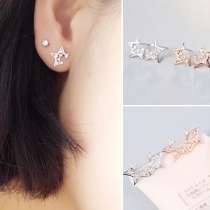 Fashion Rhinestone Inlaid Star Shaped Stud Earrings