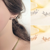 Fashion Rhinestone Inlaid Hollow Out Butterfly Stud Earrings