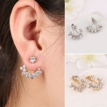 Fashion Rhinestone Inlaid Flower Shaped Stud Earrings