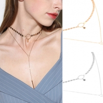 Fashion Metal Stick Tassel Pendant Gold/Silver-tone Necklace
