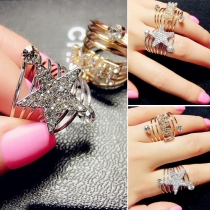 Fashion Rhinestone Inlaid Star/LOVE Spring Ring
