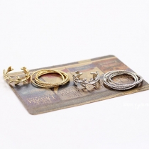 Fashion Gold/Silver-tone Leaf Ring Set 2 Pcs/Set