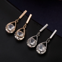 Fashion Rhinestone Inlaid Water Drop Earrings