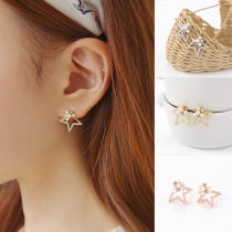 Fresh Style Pearl Rhinestone Inlaid Star Stud Earrings