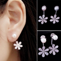Fashion Sweet Flower Shaped Rhinestone Zircon Pendant Earring