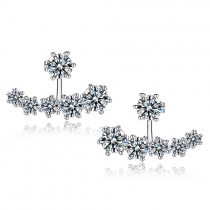 Elegant Rhinestone Inlaid Flower Stud Earrings