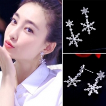 Fashion Elegant Snowflake Shaped Zircon Stud Earring 