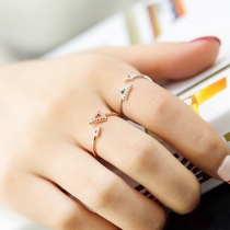 Fashion Rhinestone Inlaid Hollow Out Triangle Opening Ring