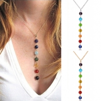 Fashion Colorful Beaded Pendant Necklace