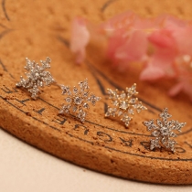 Fashion Rhinestone Inlaid Snowflake Shaped Stud Earrings