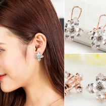 Fashion Delicate Flower Shaped Rhinestone Zircon Stud Earring 
