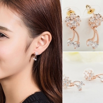 Fashion Delicate Flower Cherry Shaped Zircon Stud Earring 