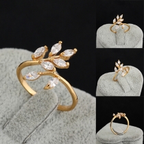 Fashion Rhinestone Inlaid Gold-tone Ring