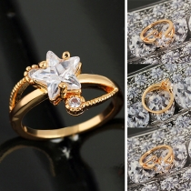 Fashion Star Shaped Rhinestone Inlaid Gold-tone Ring