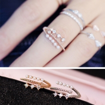 Fashion Rhinestone Pearl Inlaid Alloy Ring